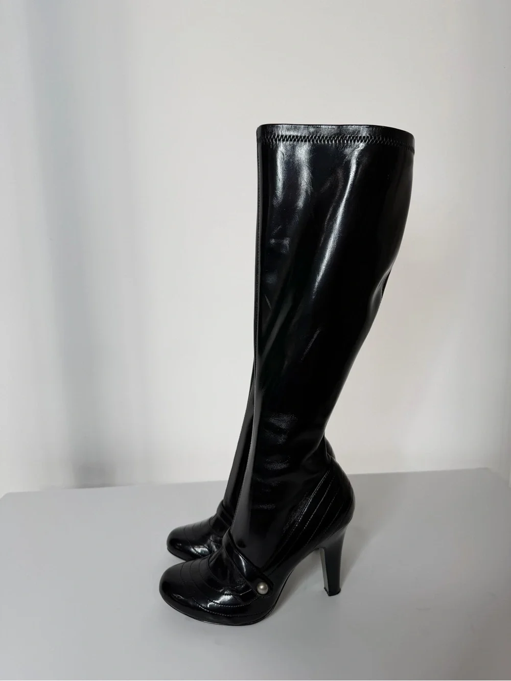 MIA Black Patent Stiletto Boots